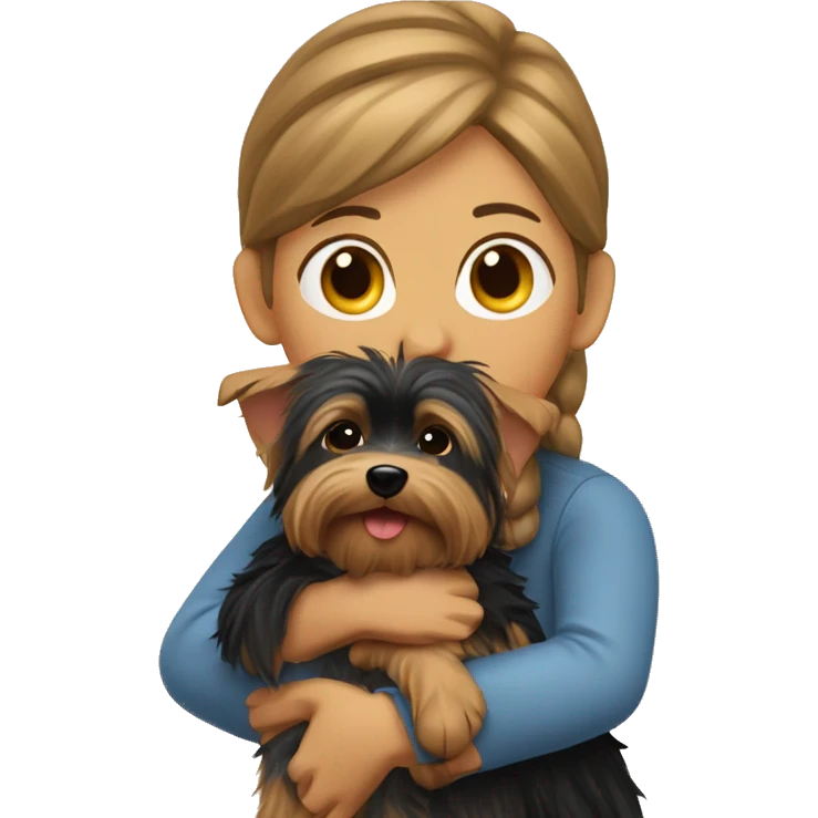 Me hugging Yorkshire terrier  emoji