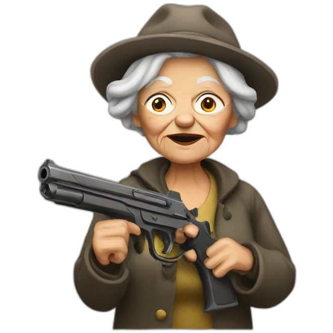 Old woman with a gun emoji