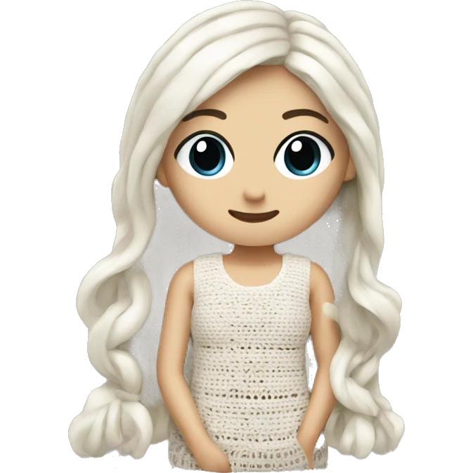 White straight haired Girl doing crochet emoji
