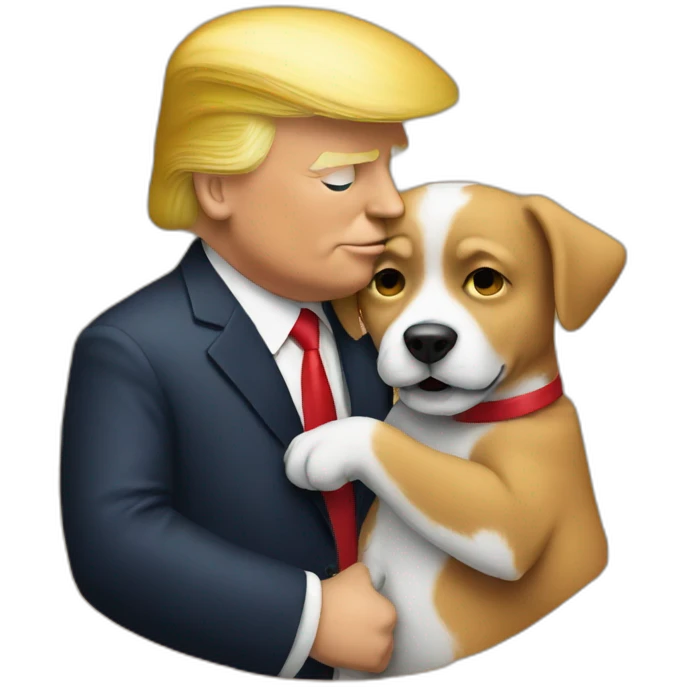 trump kissing a dog emoji
