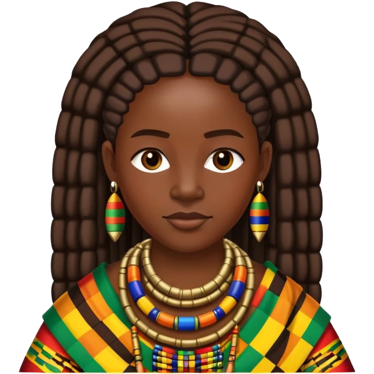 African person wearing traditional colorful Kente cloth and beaded jewelry emoji