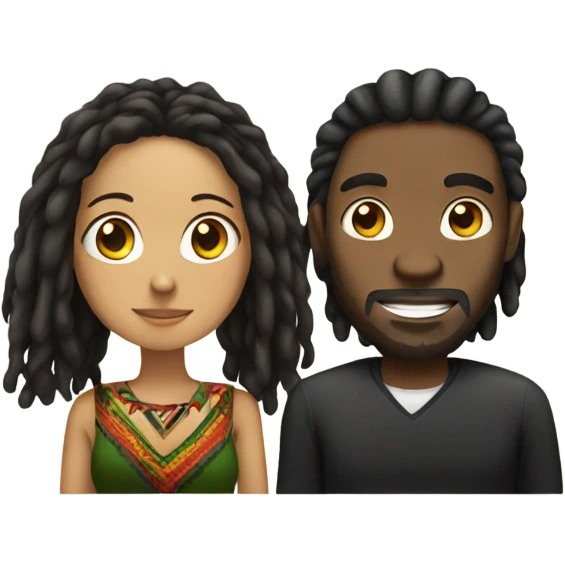 Black guy with dreads and Mexican girl emoji