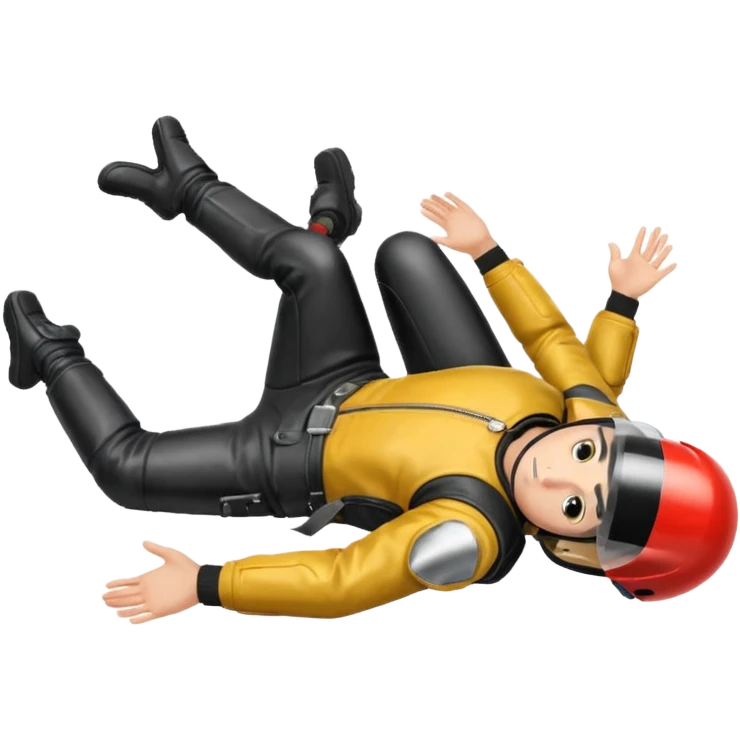 a motorcyclist lying on the ground who has just fallen emoji