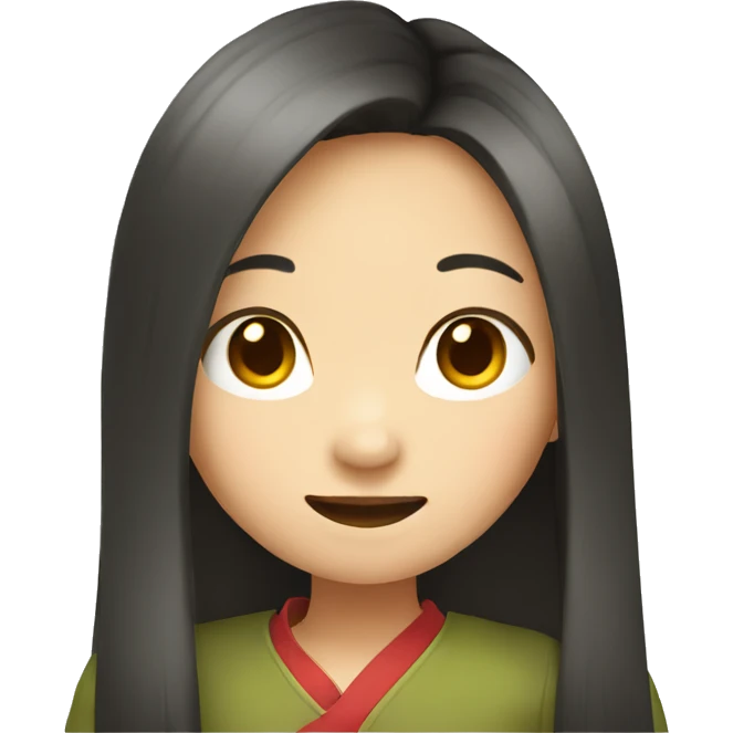 chinese girl with long hair pointing at her emoji