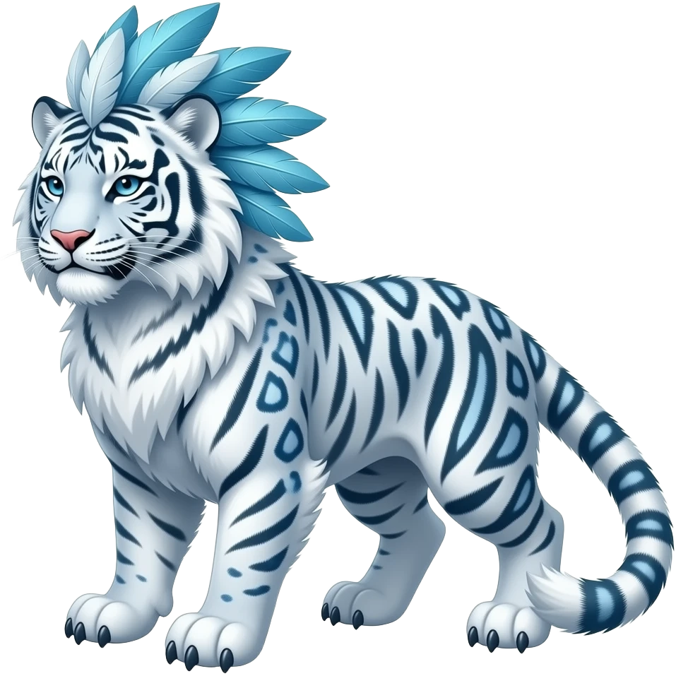 Realistic tribal-patterned furry fuzzy fluffy Shiny futuristic feathery beautiful gorgeous snow-leopard-Sabretooth-tiger-velociraptor-Absol-Charizard-Hybrid emoji