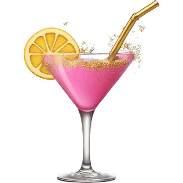 pink cocktail pouring with gold flakes emoji