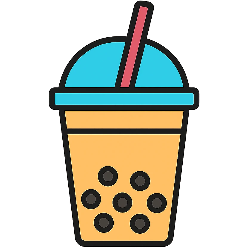 closed paper cup of milktea with a straw, simple, clear, iconic emoji