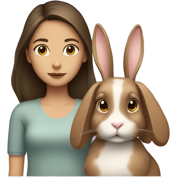 Brunette girl and brown light rabbit  emoji