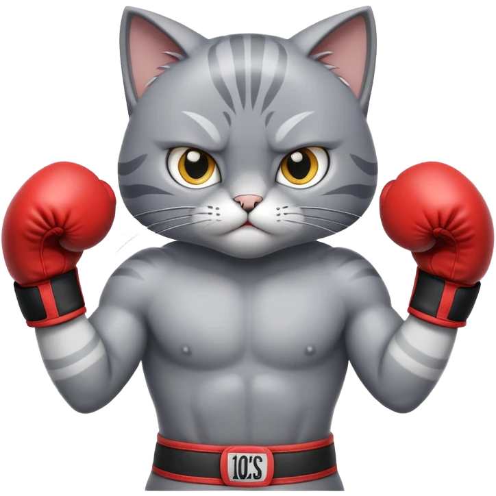 Grey fury cat boxing emoji