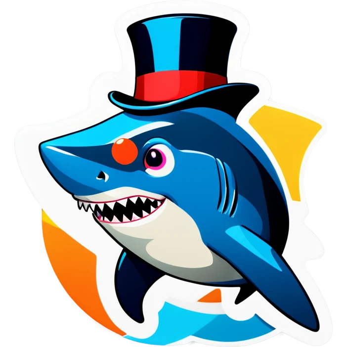 Shark with a top hat emoji