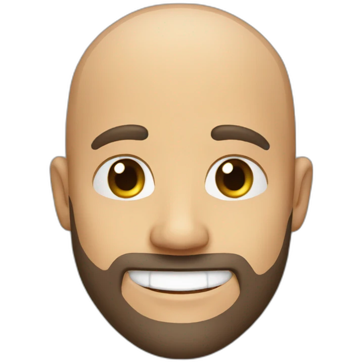 bald man with facial scruff and a big smile emoji