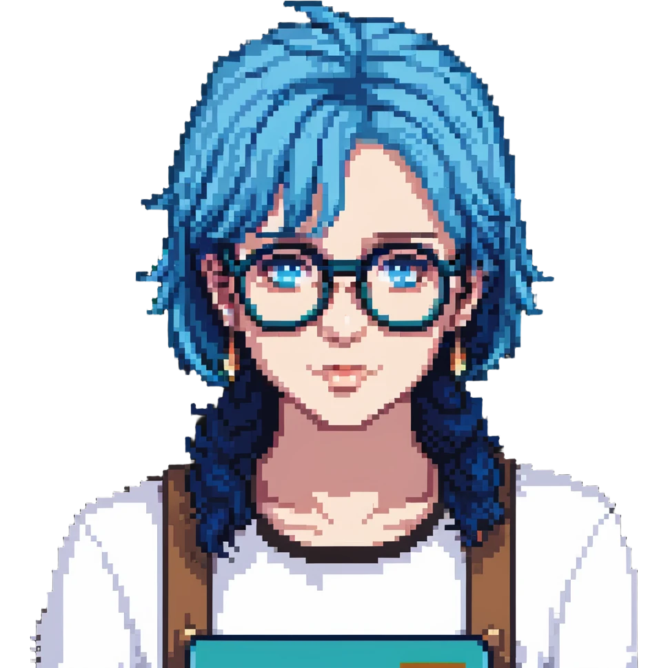 Michou, French YouTuber with blue hair and glasses emoji