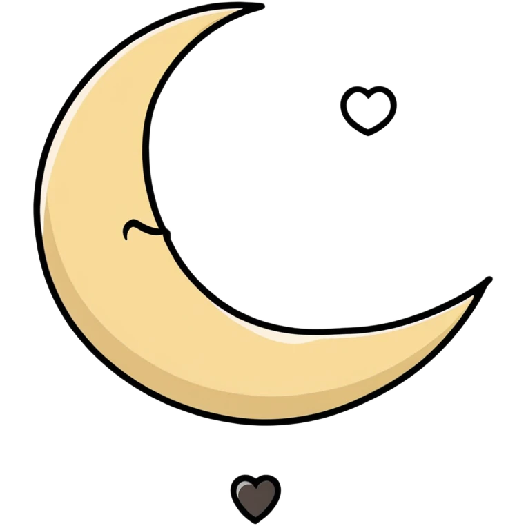 khaki crescent moon with a small heart emoji