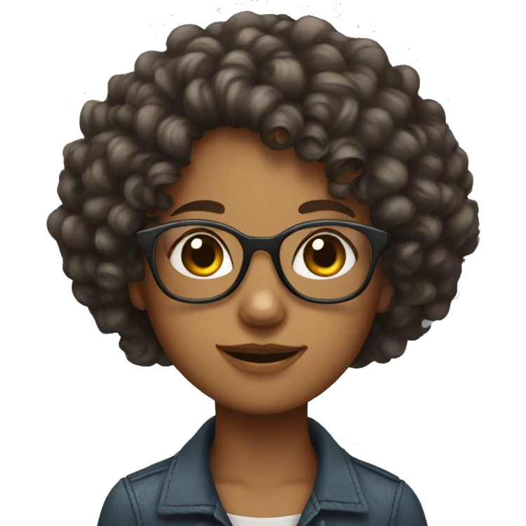 Curly hair girl with glasses  emoji