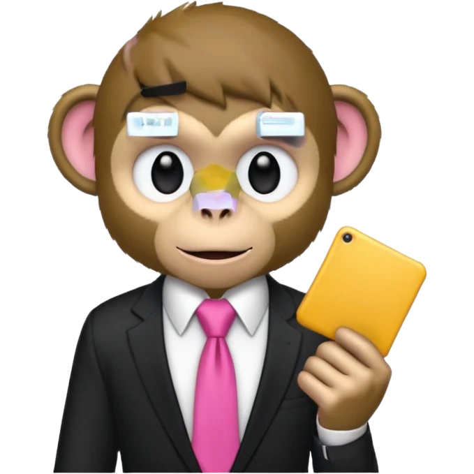  monkey with just piece black shirt,pink tie emoji