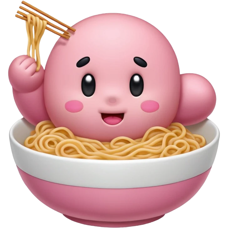 Kirby eating noodles emoji