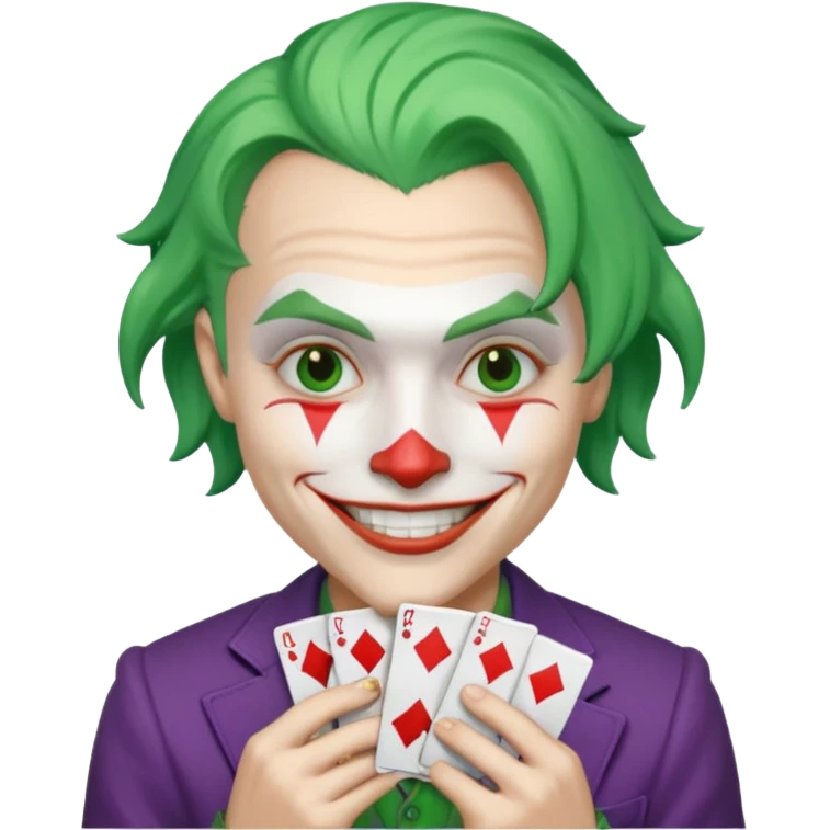 Faça um emoji bem real do Jocker com cartas na mao emoji