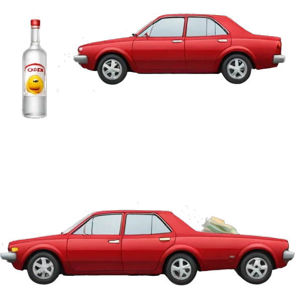 red car toyota corolla with vodka emoji