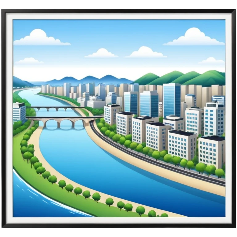 Hangang river with buildings and park, no outline emoji