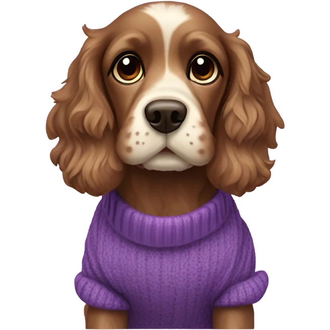 Cocker spaniel in purple sweater emoji