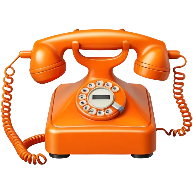 vintage telephone in orange color, transparent background emoji