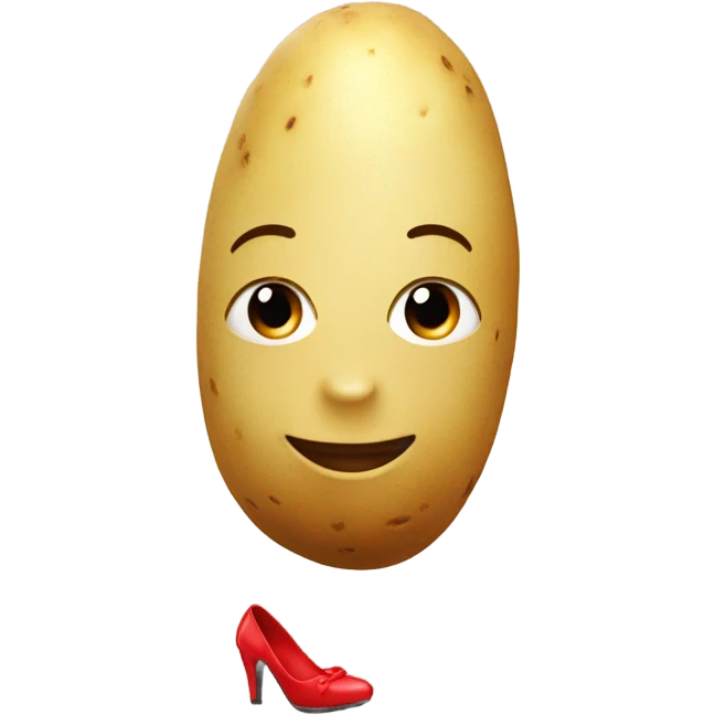 potato with female face with legs wearing red high heels emoji