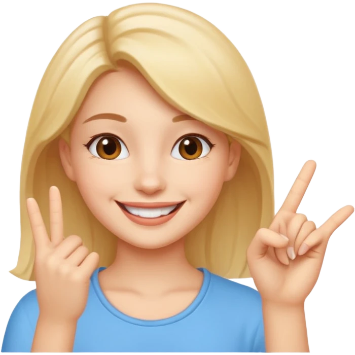 cheerful smile girl with cheerful hand gesture emoji