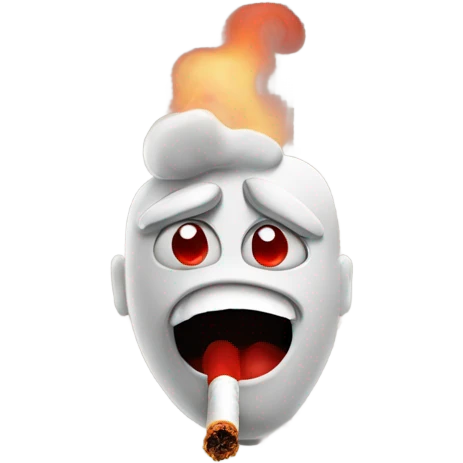 red eyes and smoking emoji