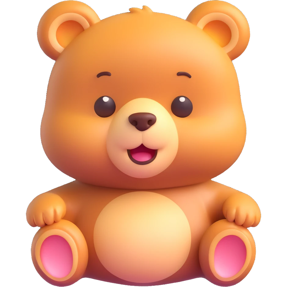 baby bear, 3D emoji style, soft shading, lively and expressive, suitable for app icon emoji