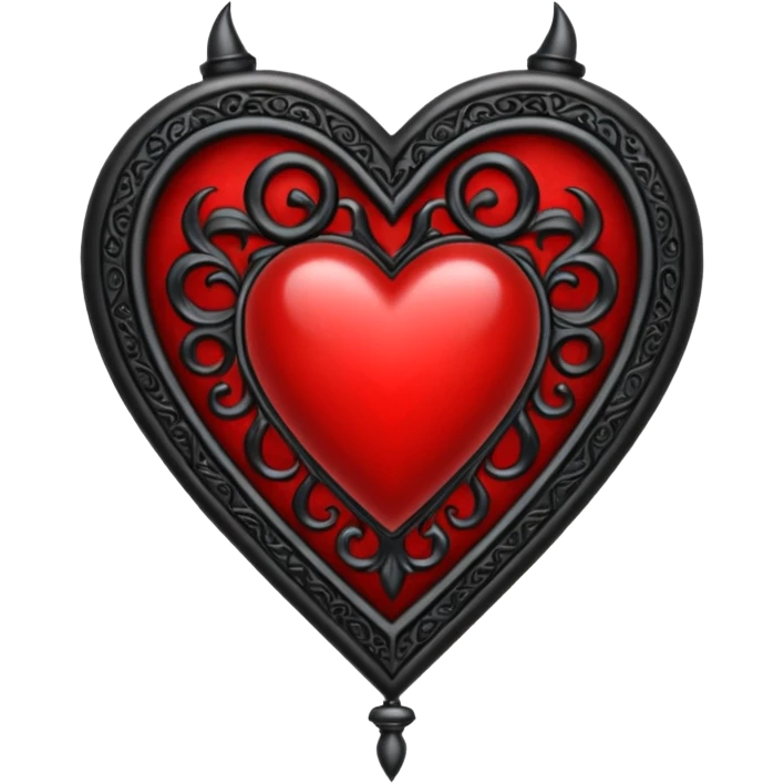 Can you make a heart with a gothic design, I want black and blood red colors . In the middle of the heart there should be the letter I emoji