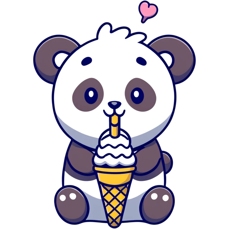 Panda eating ice cream emoji