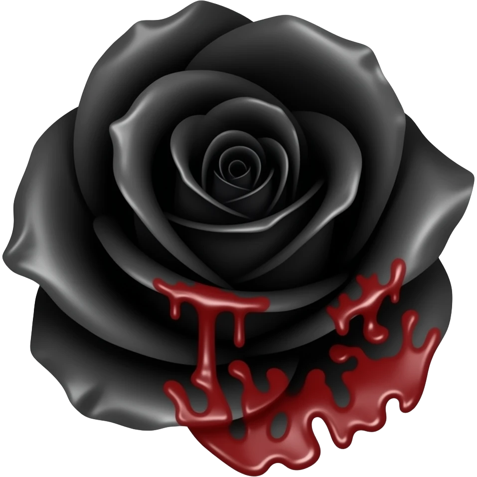 Black rose bleeding red blood all over emoji