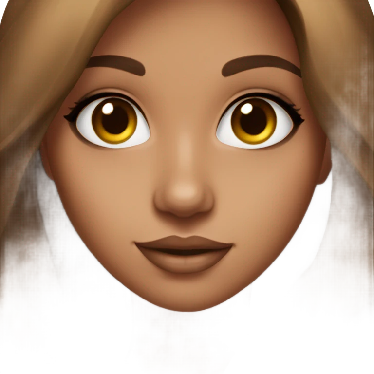 Girl that’s tan brown eyes long brown hair with sephora emoji