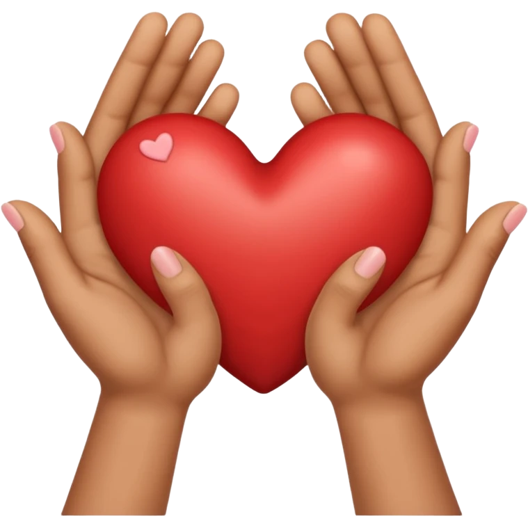 Heart shaped hands emoji from iPhone with tan skin emoji