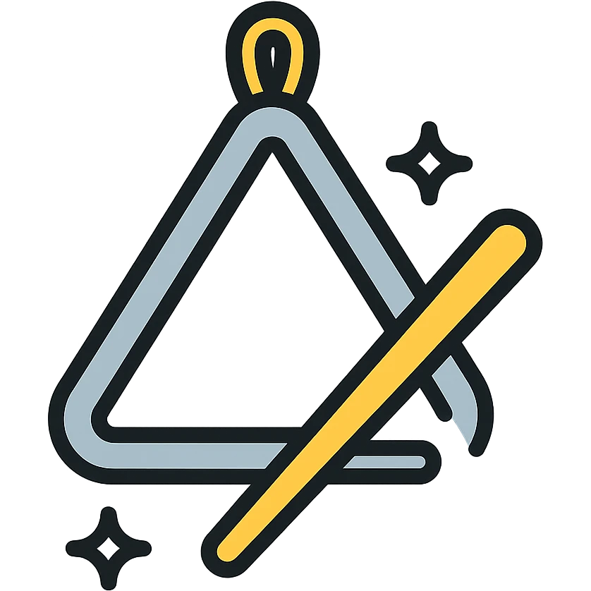 triangle musical instrument, shiny metal, classic look emoji