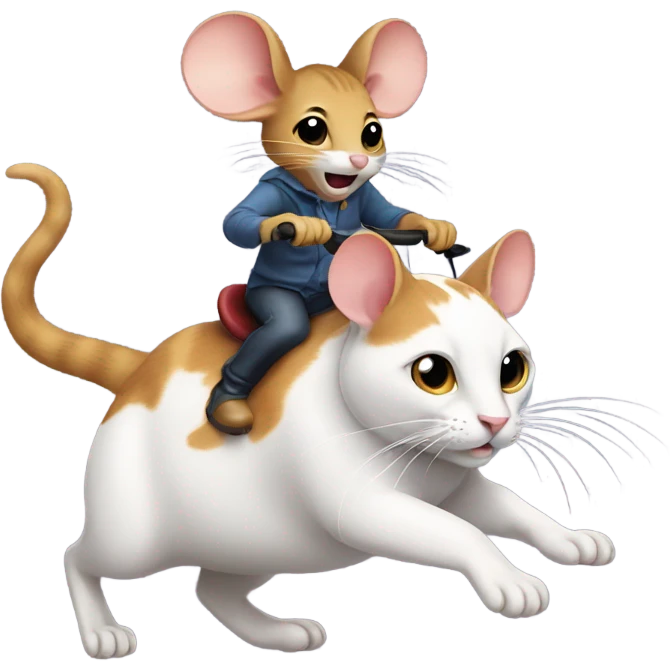 Mouse riding a cat emoji