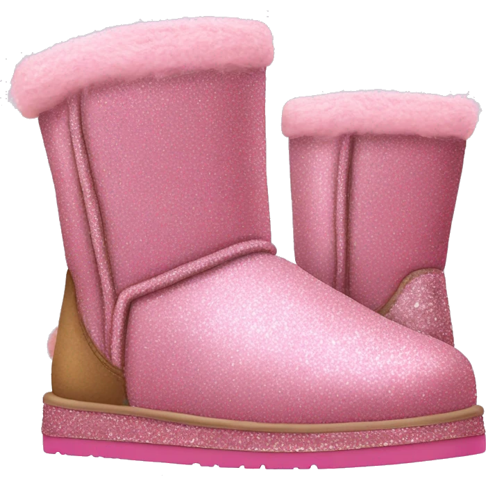 Realistic pink glitter and fur Ugg boots. emoji