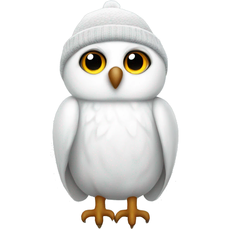 White owl with winter hat emoji