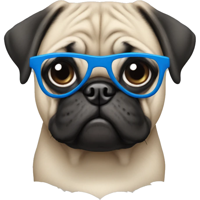 Dog pug with blue glasses emoji