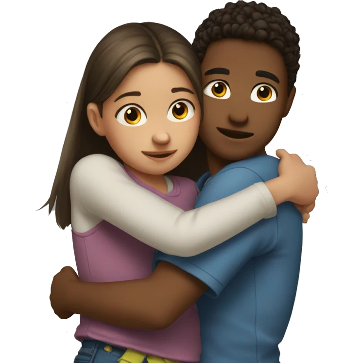 girl side-hugging her younger brother emoji