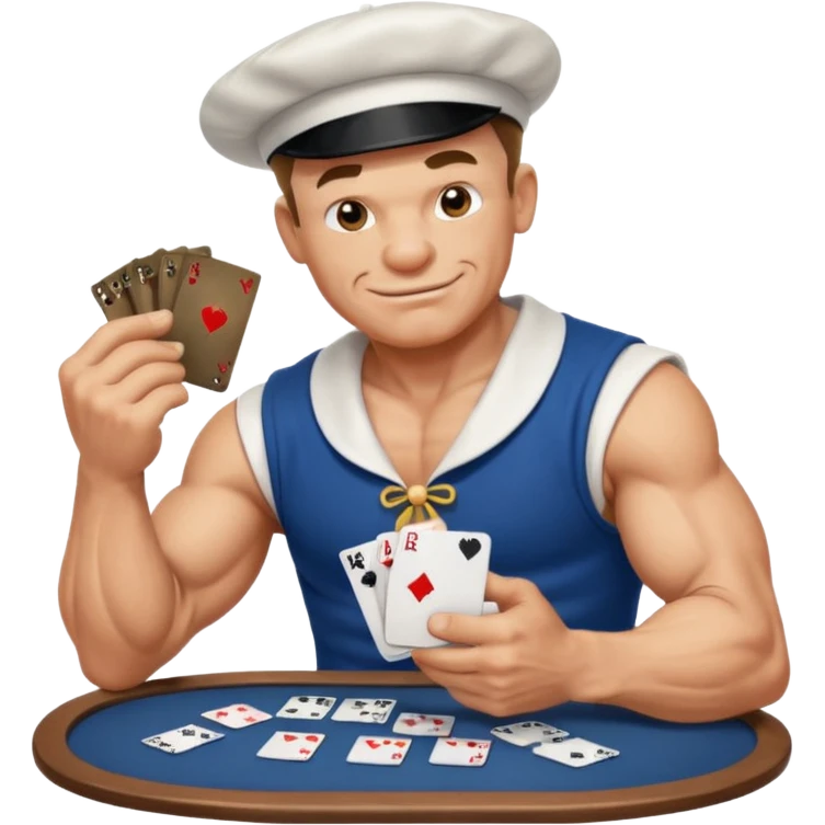Popeye the sailor playing poker emoji