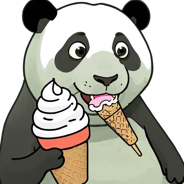 Panda eating ice cream emoji