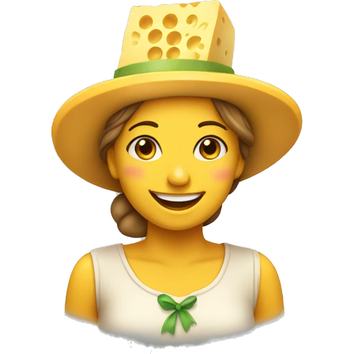 smiling cheese girl in hat emoji