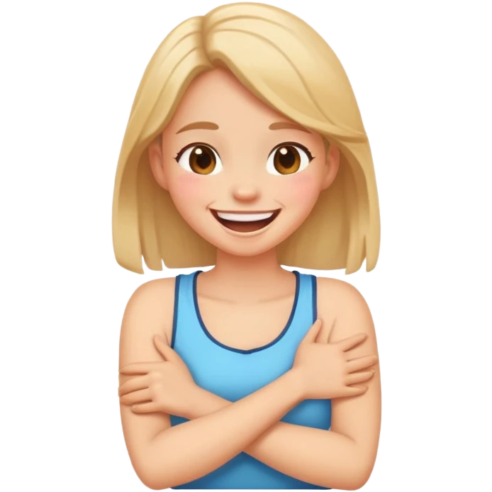 arms crossed holding neck laughing girl emoji