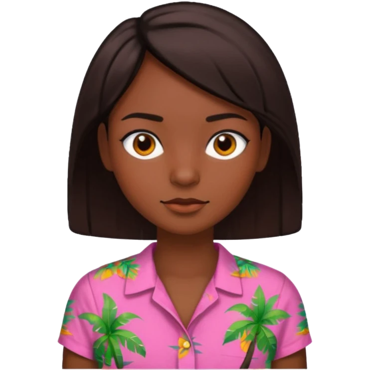 create an emoji of Sky (a man) in mamma Mia but with short dark brown hair, dark skin, dark brown eyes and an orange and pink tropical shirt with short sleeves emoji