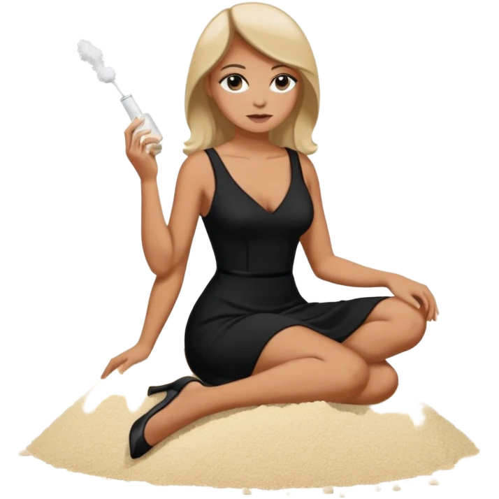 Female cartel boss sitting on a pile of cocaine emoji