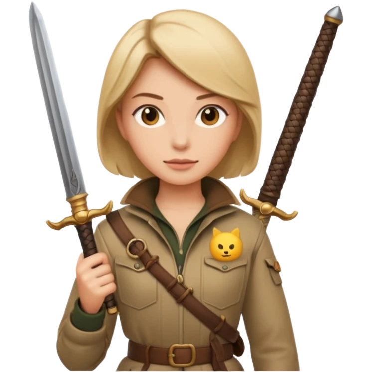 tôi muốn emoji nữ thợ săn cầm kiếm emoji