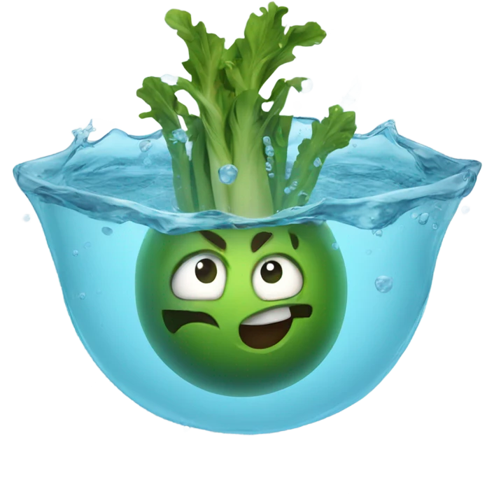 A cartoon vegetable drowning in water emoji
