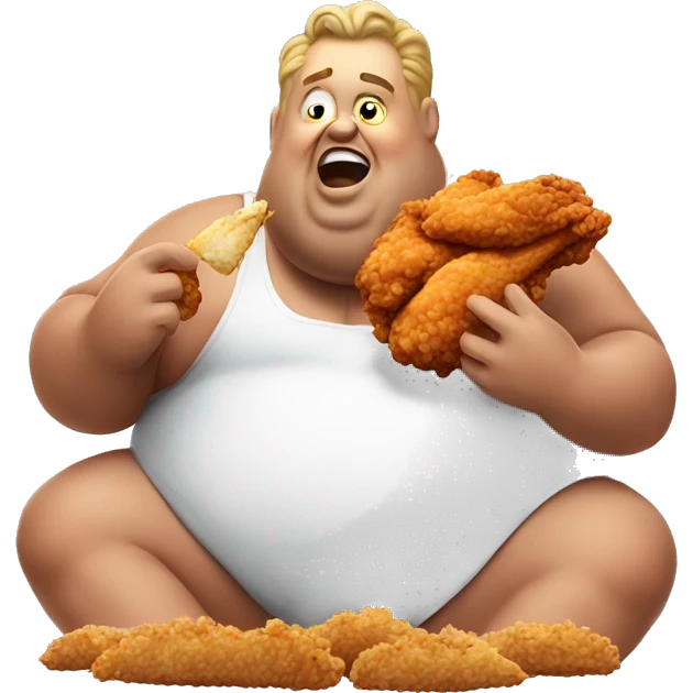 Fat man eating fried chicken emoji
