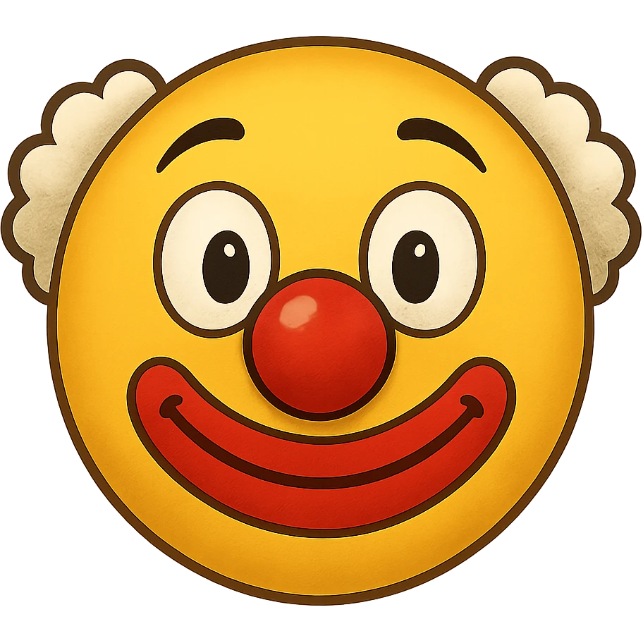 yellow face with red clown nose emoji, digital illustration emoji